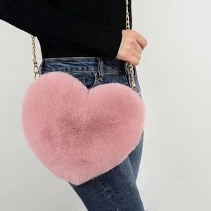 I choose love pink faux fur heart purse crossbody